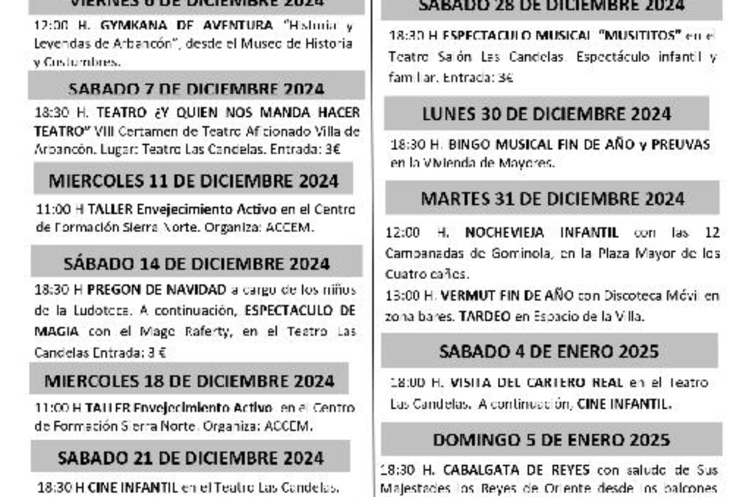ARBANCÓN PROGRAMA LA NAVIDAD